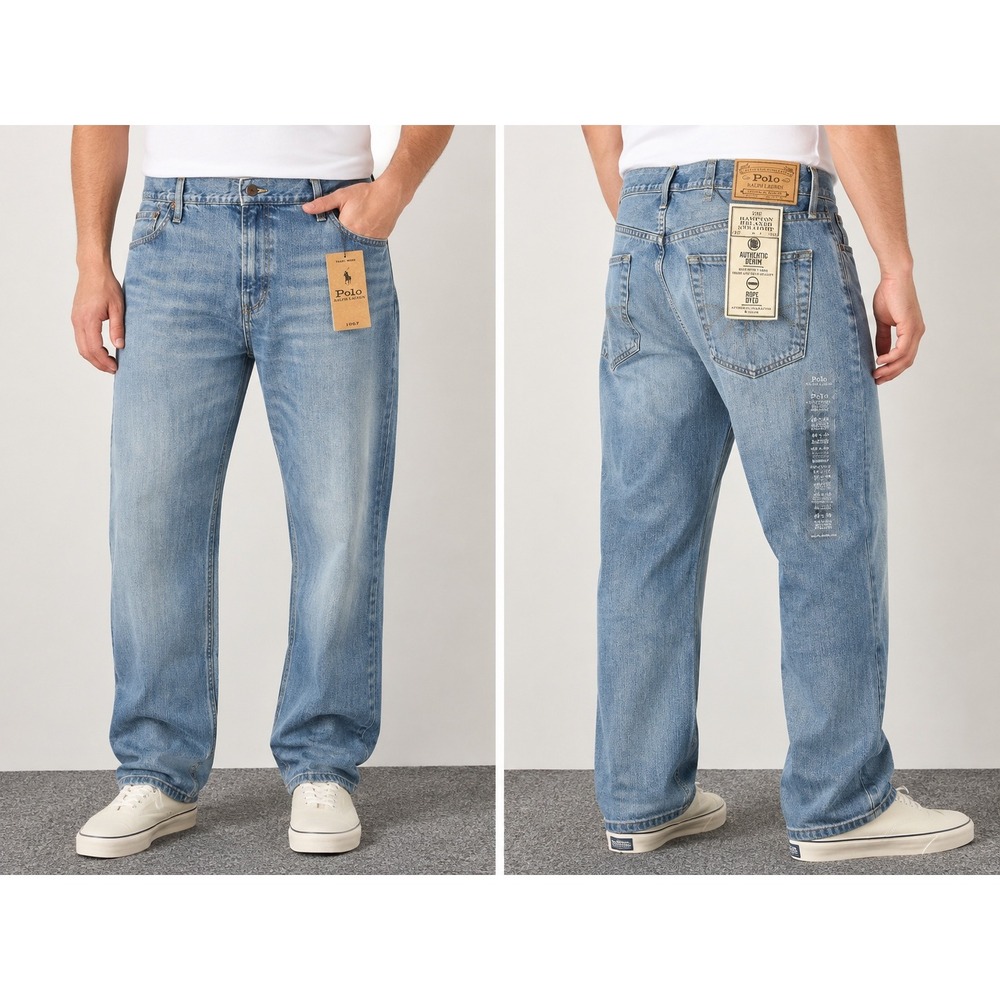 Polo Ralph Lauren Hampton Relaxed Straight Jeans Blue 40x30 NWT 710548494001